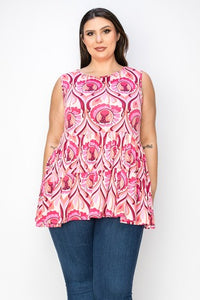 Multi Pink Tone Design Tank Top