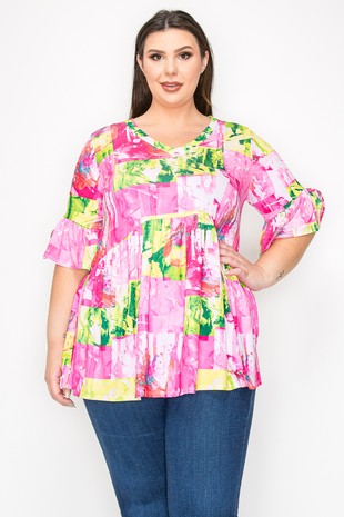 Gorgeous Pink Green Design Shirt Top