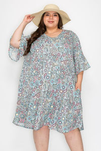 Light Blue Butterfly Heart Paisley Dress