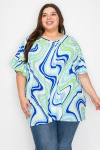 Blue Green Swirl Top Shirt