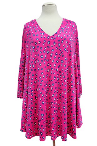 Pink Leopard Shirt Top Tunic V Neck