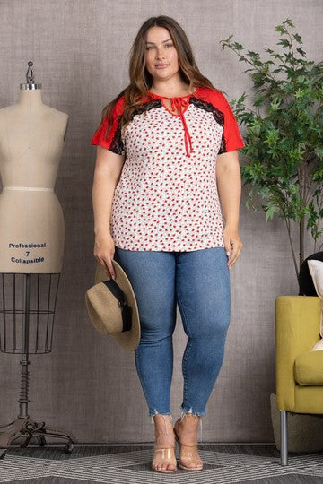 Red Black Florette Shirt Top