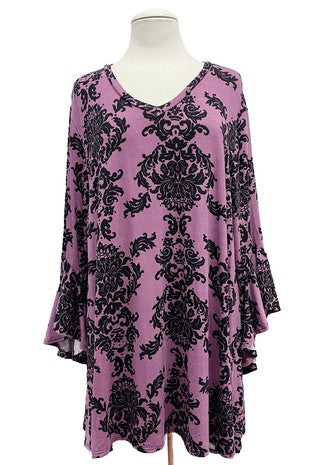 Purple Black Damask Shirt Top