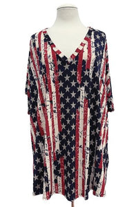 Red White Blue USA X Back Shirt Top