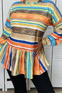 Stripe Hoodie Horizontal and Vertical Stripes Yellow Blue Green Orange