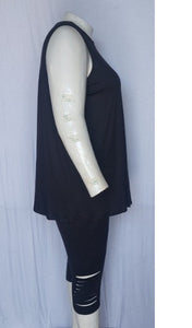 PSFU Black Shredded 2 Piece Outfit Tank and Capri Capris Set