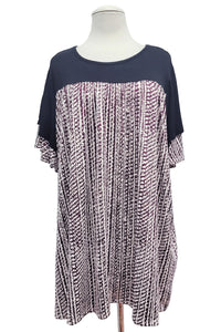 Black Shirred Top Burgundy Design Bottom Shirt