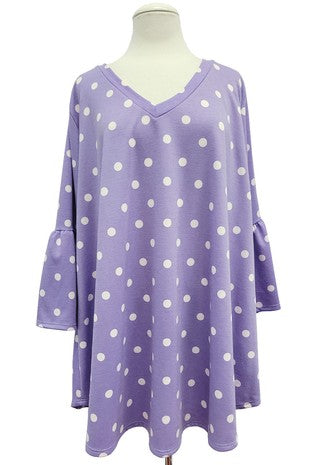 Purple Polka Dot Shirt Top V Neck