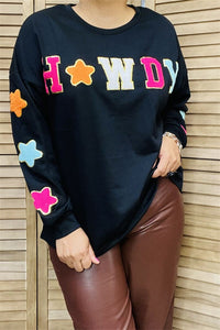 Black Howdy Patch Sweatshirt with Stars ** Adorable
