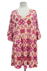 Pink Design Babydoll Shirt Top