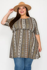 Green Elephant Boho Shirt Top Tunic