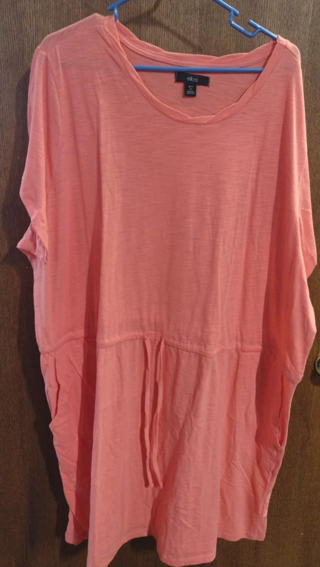 Coral Dress Drawstring Waist w Pockets