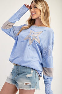 Blue Lace Star Shirt Top