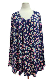 Navy Rainbow Leopard Shirt Top