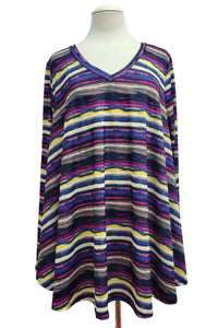 Navy Fuschia Yellow Stripe Shirt Top