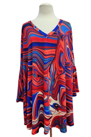 Gorgeous Red Blue Swirl Tie Dye Shirt Top