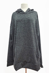 Dark Gray Black Sparkle Hoodie Kangaroo Pocket