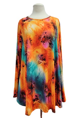 Bright Gorgeous Tie Dye Shirt Teal Orange Pink Top