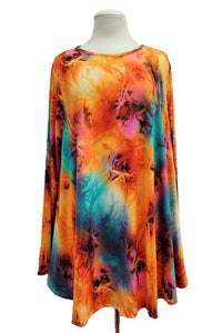 Bright Gorgeous Tie Dye Shirt Teal Orange Pink Top