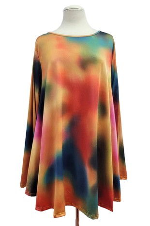 Orange Red Pink Green Blue Tie Dye Long Sleeve Shirt Top