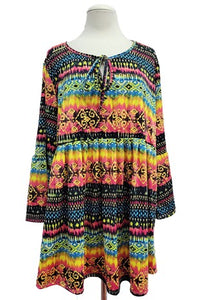 Bright Gorgeous Tie Neck Shirt Top Tunic