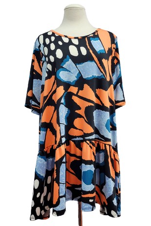 Black Orange Blue Butterfly Shirt Top