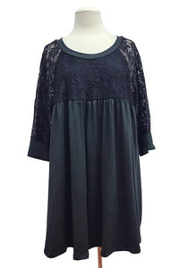 PSFU Black Lace Upper and Sleeve Shirt Top