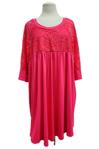 PSFU Pink Coral Lace Upper Shirt Top Tunic
