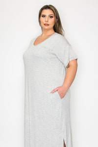 Gray Grey Maxi Dress with Rhinestone Details