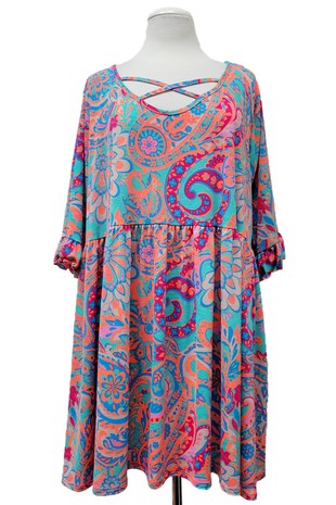 Mint Orange Pink Blue X Neck Shirt Top Tunic