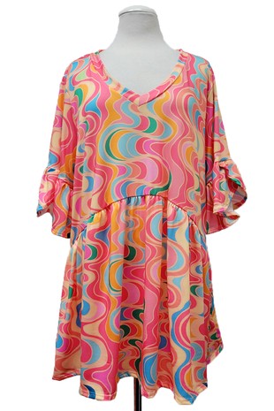 Bright Pink Orange Mint Blue Groovy Shirt Top