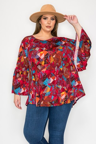 Burgundy Blue Orange Beautiful Shirt Top
