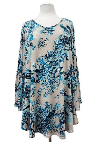 Beige Blue Beautiful Design Shirt Top
