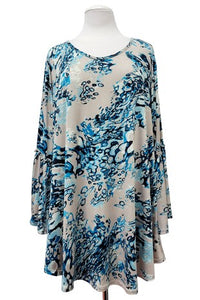 Beige Blue Beautiful Design Shirt Top
