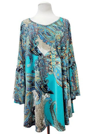 Mint Blue Paisley Shirt Top