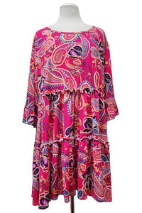 Pink Paisley Tiered Shirt Top Tunic