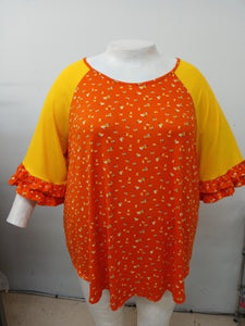 PSFU Yellow Orange Floral Shirt Top
