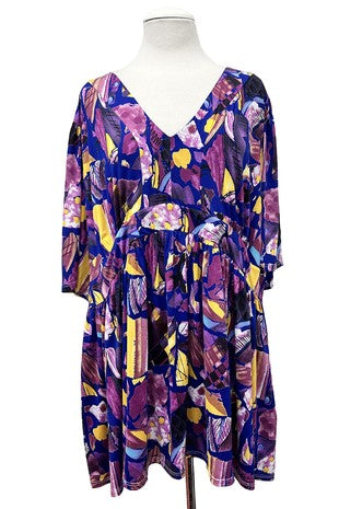Purple Yellow Design Shirt Top