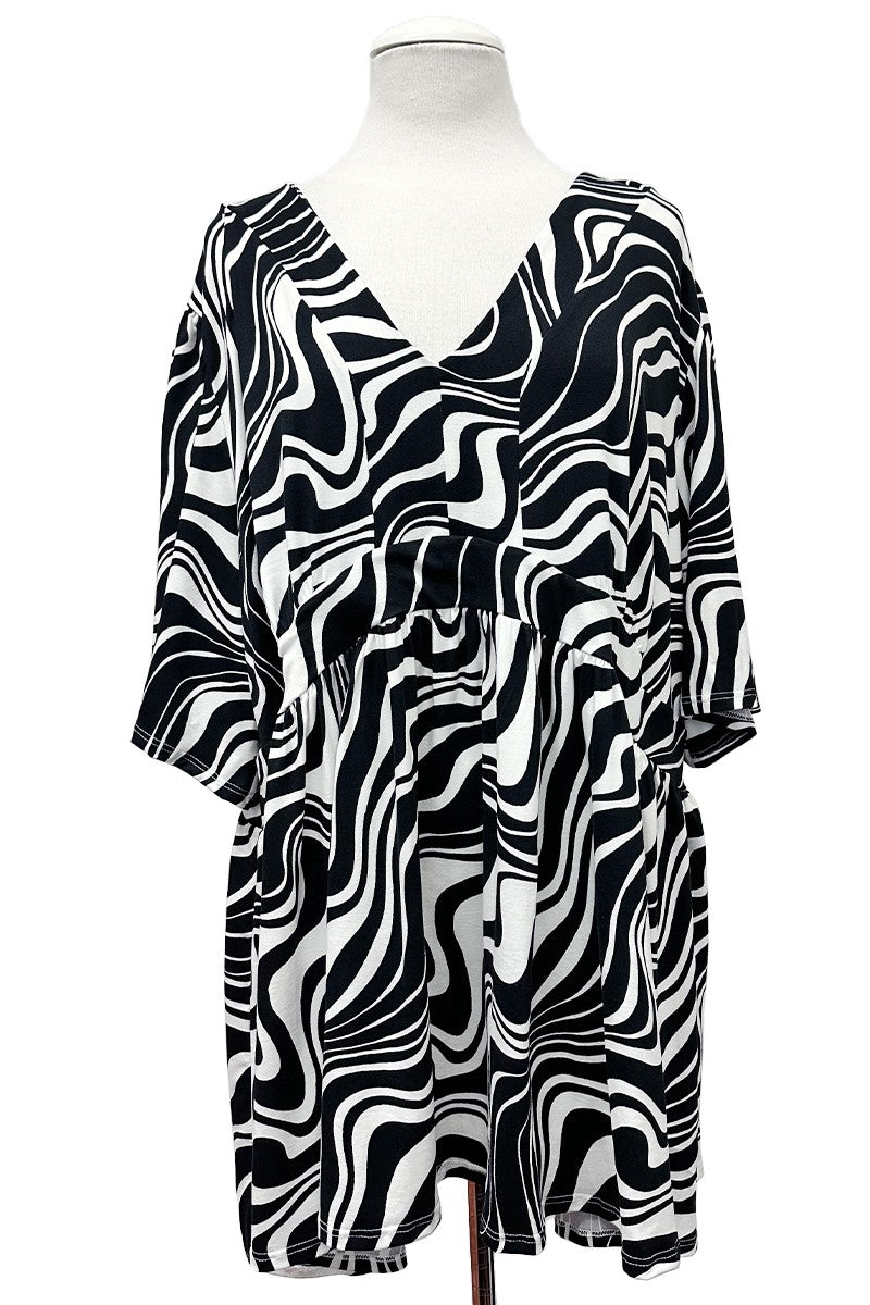 Black & White Swirl Design Shirt Top
