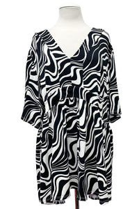 Black & White Swirl Design Shirt Top