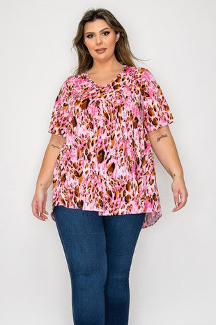 Pink Brown Leopard Shirt Top