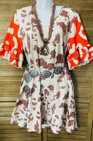 Gorgeous Leopard Print Red Bell Sleeve Dress