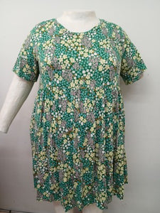 PSFU Green Floral Tiered Dress