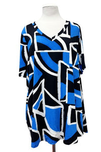 Blue Black White Design Shirt Top