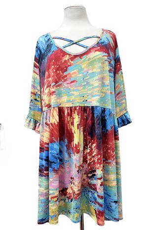 Gorgeous Tie Dye Like X Neck Shirt Top