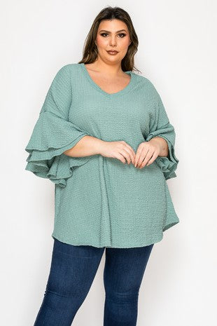 Sage Green Textured Shirt Top
