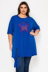 Blue Star Sequin Shirt Top Tunic