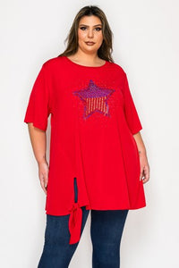 Red Star Sequin Shirt Top Tunic