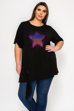 Black Sequin Star Shirt Top Tunic