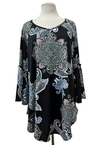 Black Paisley Medallion Shirt Top